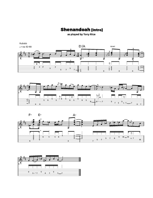 Tab: Tony Rice's Intro to "Shenandoah"
